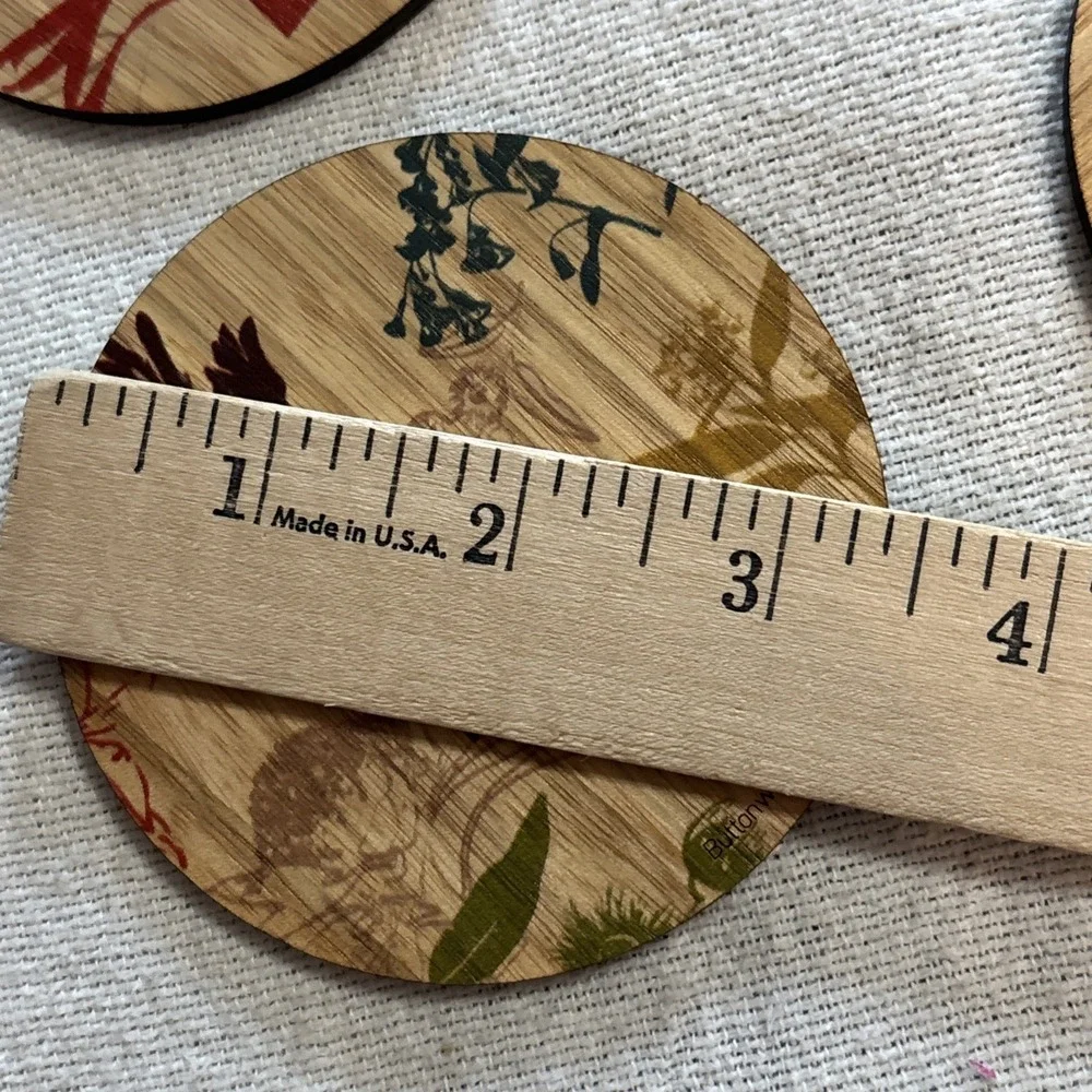 Buttonworks Australia Australian Flora Print Timber Handmade 6 Piece‎ Coasters